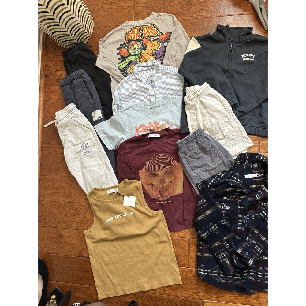 ZARA Boys Size 6 7 8 Clothing Lot Bundle 12 Pcs Aztec Shacket 1/4 Zip Shorts